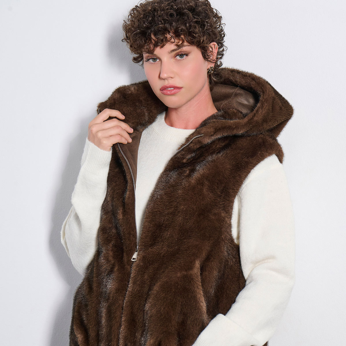 VEST / FAUX FUR 2225014 BROWN